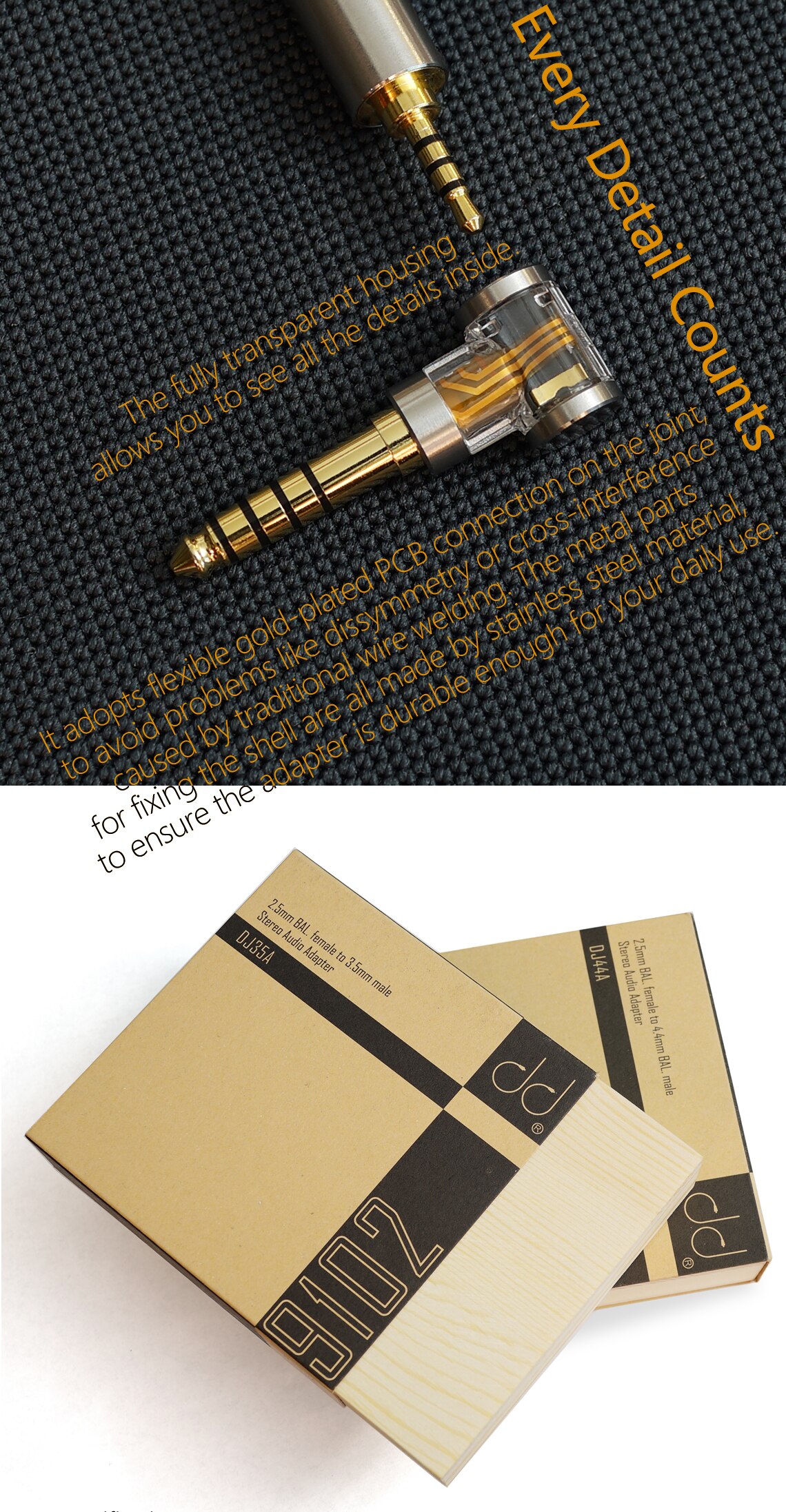 DJ35A DJ44A, 2,5mm 4,4 Ausgewogene Adapter. Gelten für 2,5mm Gleichgewicht kopfhörer kabel, Für Astell & Kern, FiiO, etc.
