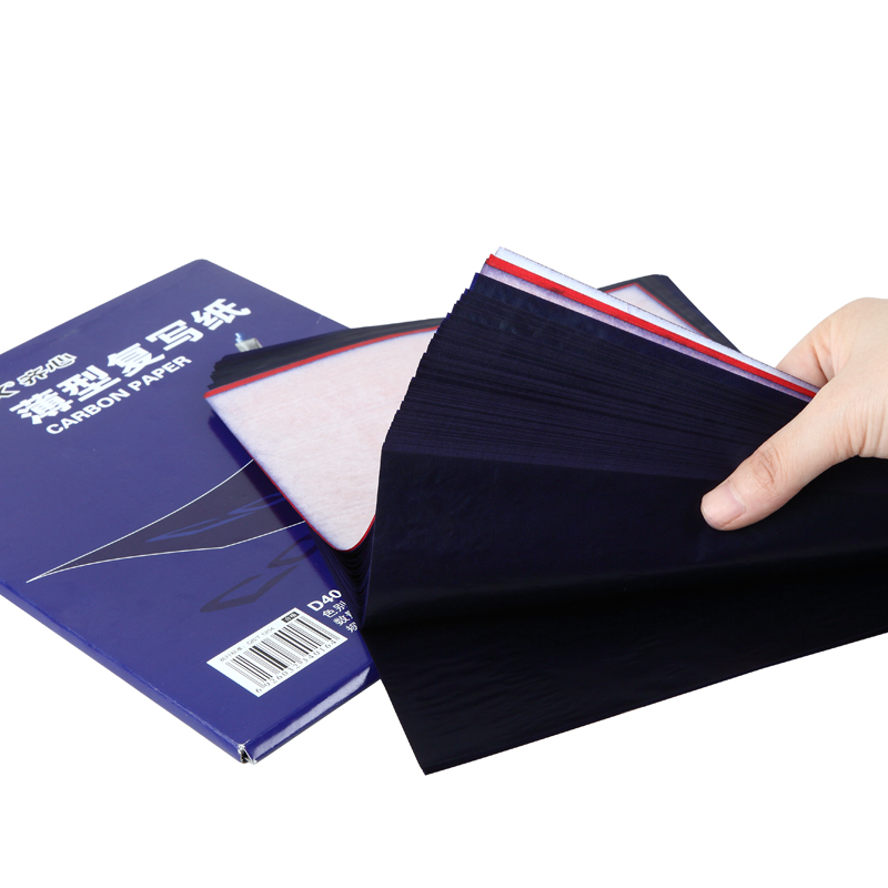 100 ark blåt dobbeltsidet karbonpapir inkluderer 1 røde 32k 128 x 185mm gode tynde papirpapir finanskontor