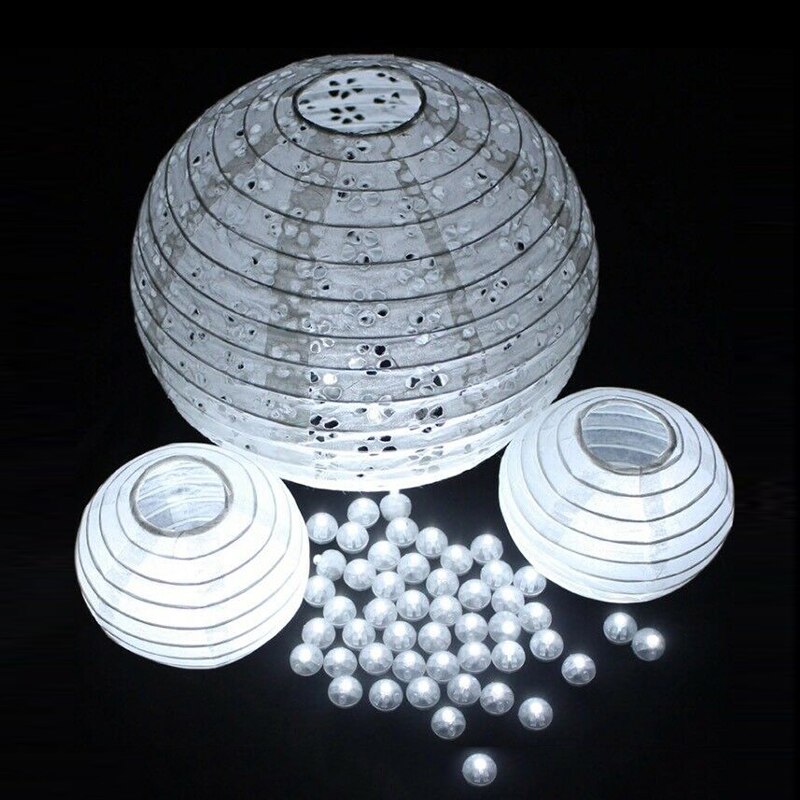 5pcs Round LED Lights Tiny Wireless Battery Light Balloon Light Wedding Decoration Atmosphere Lamp Kit: White