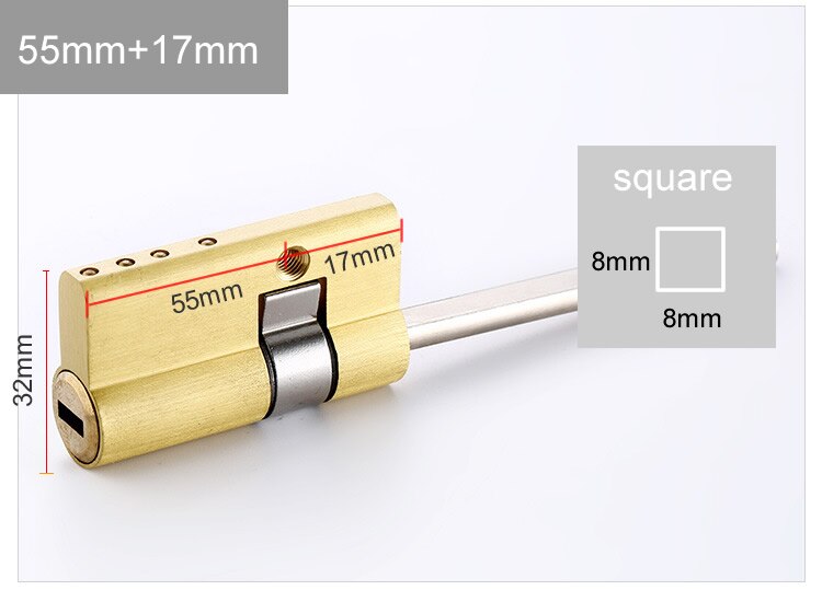 Speciel låsekerne til automatisk fingeraftrykslåscylinder, med hale, c-klasse kerne  ,2 nøgler, tyverisikringsdør nødlåskerne: 55 x 17 firkantet stang