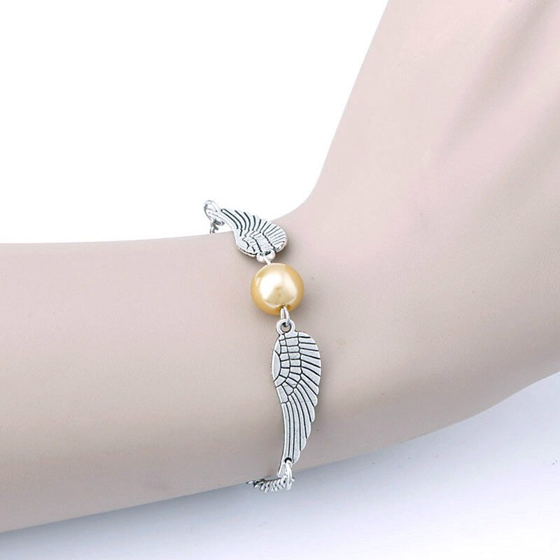 Nyeste populære smykker retro simuleret perle engel vinger manchet armbånd til kvinder sarte