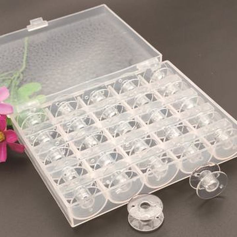 Plastic Bobbins Spools Clear Sewing Machine Empty Bobbins Spools Plastic Storage Box Home Sewing Accessories Tools