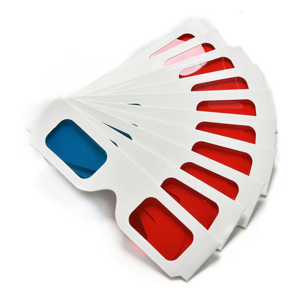 DishyKooker 10 pièces universel papier lunettes 3D vue anaglyphe rouge/bleu lunettes 3D pour film vidéo