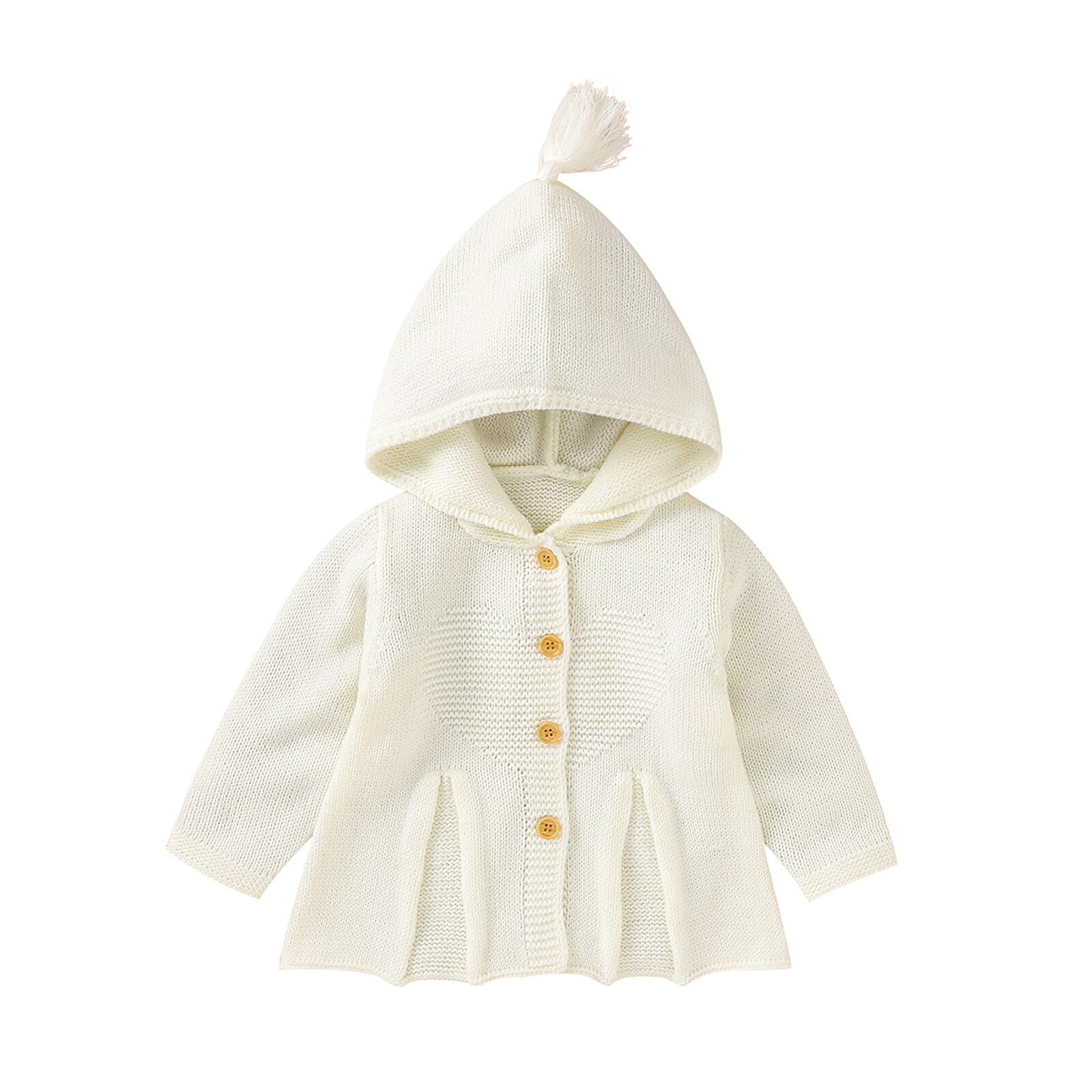 Baby Peuter Leuke Hooded Uitloper Truien Outfits Baby Meisje Jongen Fall Winter Casual Solid Gebreide Jas Vest 3-24M: WHITE / 12m