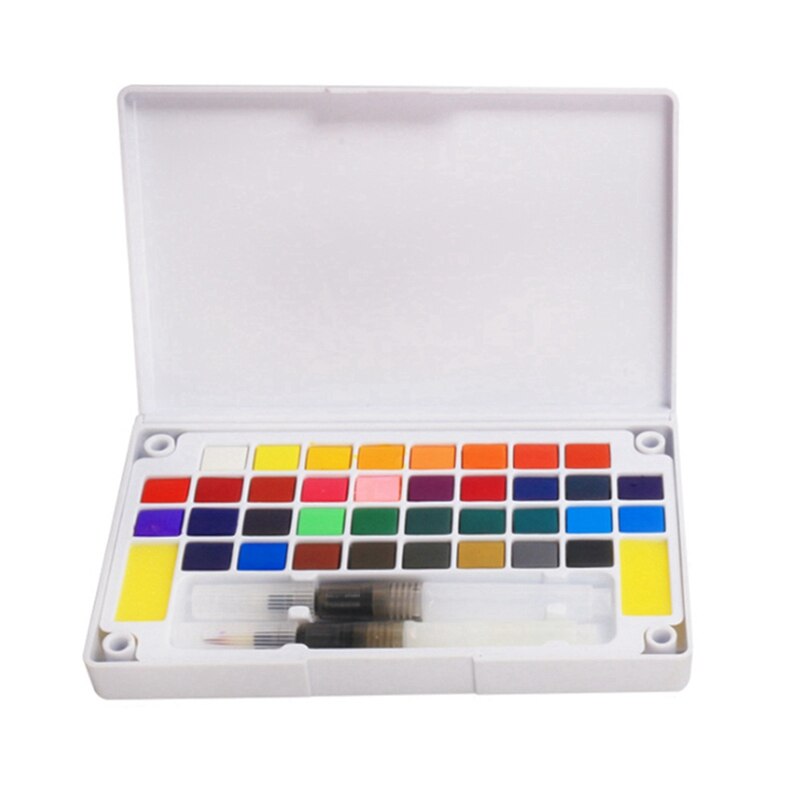 12/18/24/36 farver bærbar rejse solid pigment akvarel maling sæt med vandfarve pensel til maling af kunstforsyninger #: Xl