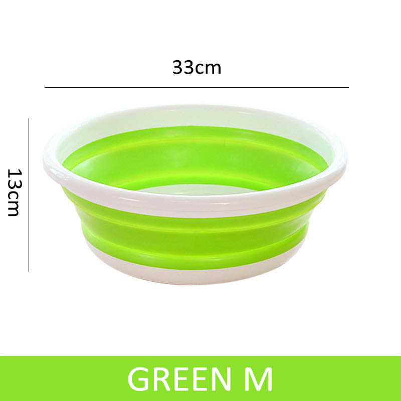Pladsbesparende 1 stk bilvaskeværktøj bærbare sammenklappelige bassiner folde spand vegetabilsk frugtbassin høj kapacitet: Grøn m