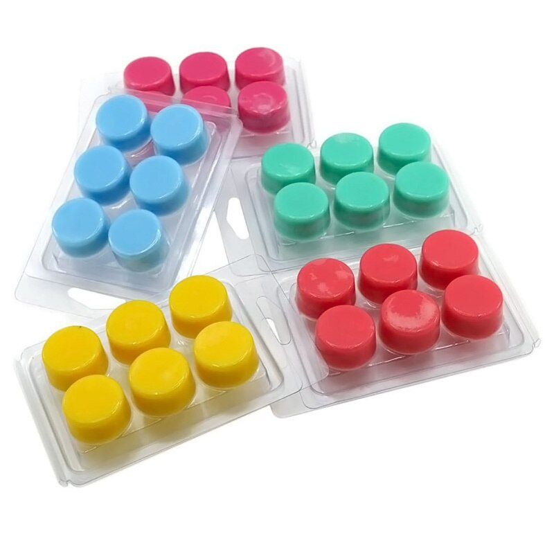 1PC 6 Zelle PVC Runde transparent Muschelschalen Kunststoff Wachs Schmelzen Verpackung Kasten Klar Für Wickless Duft Kerzen Kasten