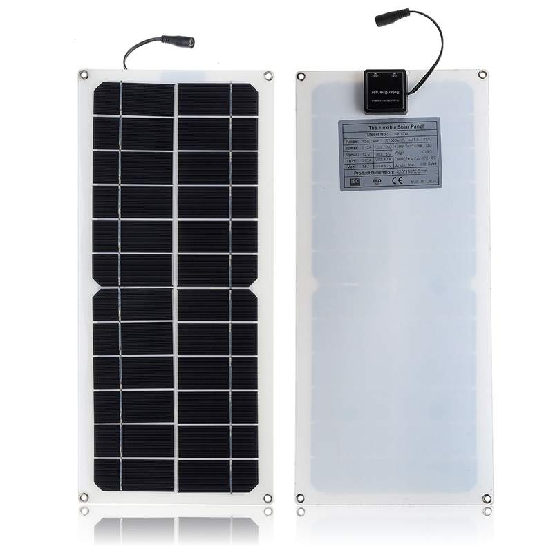 40W Solar Panel Monocrystalline Silicon Cell Solar Panel Double USB Interface with Cigarette Lighter Plug Outdoors DC12-18V