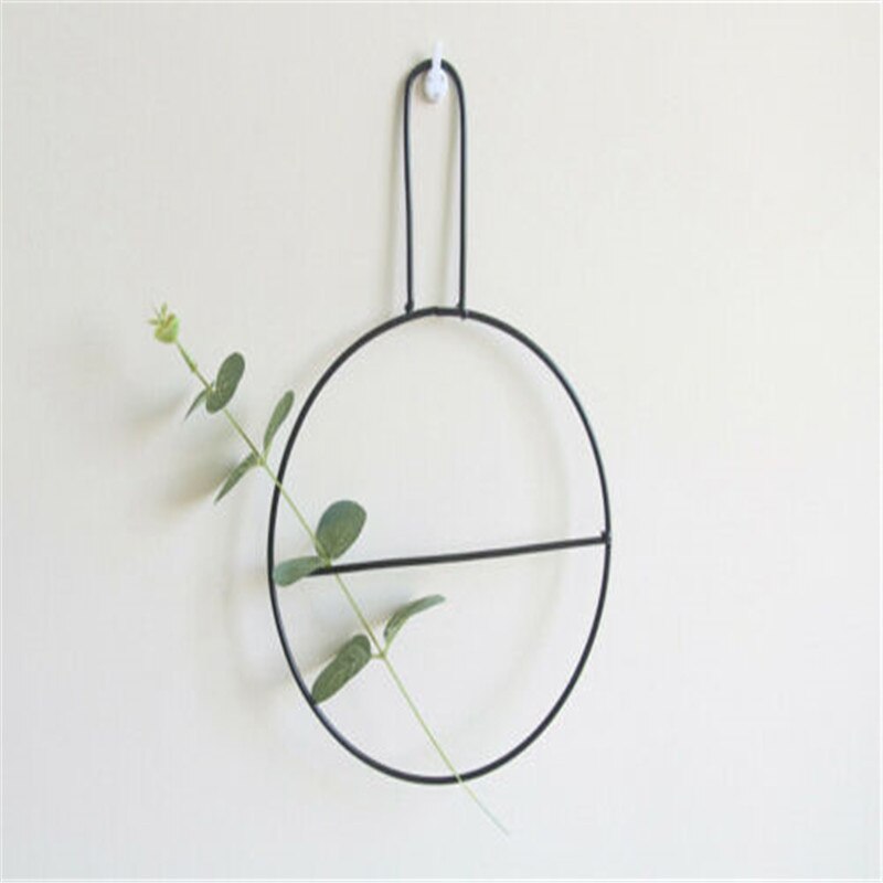 Nordic Style Iron Frame Vase Wall Mount Plant Dried Flower Rack Bottle DIY Shelf Flower Pot Holder Home Storage Rack Display