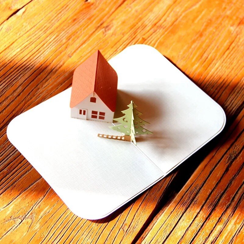 Three-dimensional Greeting Card 3d Three-dimensional House And Tree Blessing Card Graduation Season Birthday Cards