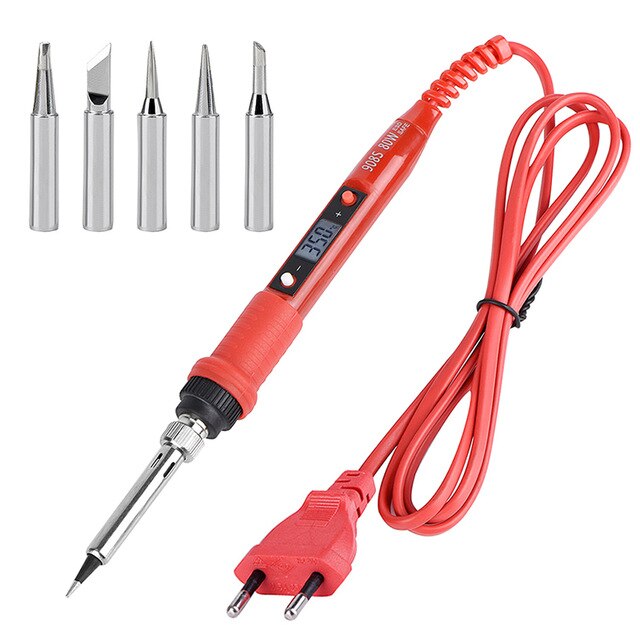 Electric Soldering Iron 80W 220V Digital LCD Adjustable Temperature Solder Iron Kits with Soldering Tips Welding Repair Tools: 220V  80W / 4