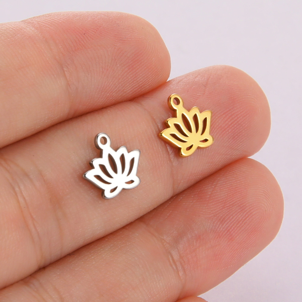 Skyrim – breloque fleur de Lotus en acier inoxydable, 5 pièces/lot, pour la fabrication de bijoux, Chakra bouddhisme, bricolage, pendentif pour boucle d'oreille, Bracelet