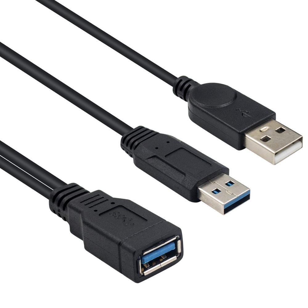 Câble USB 3.0 Y, USB 3.0 Type A femelle à double USB mâle 1 à 2 convertisseur de charge de données de synchronisation cordon de câble d&#39;extension Y