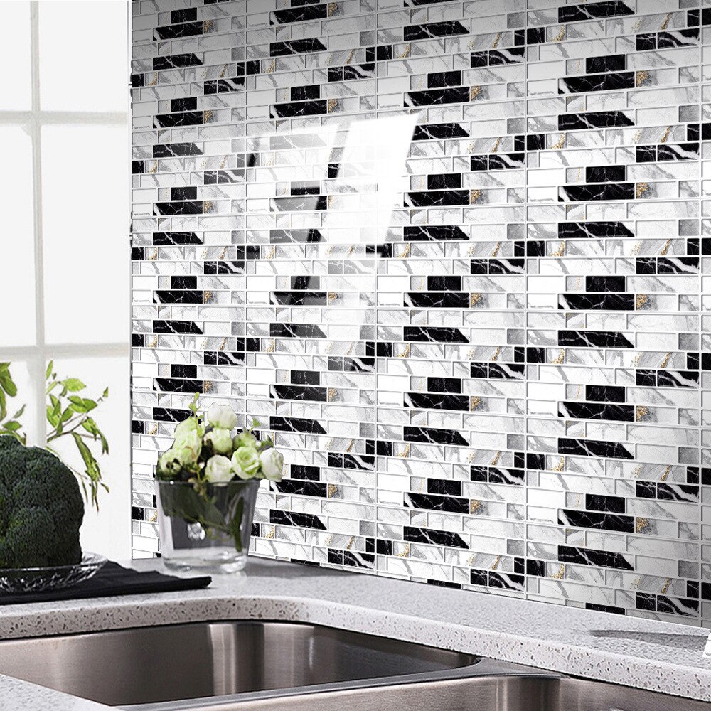 Mosaic Crystal Tile Stickers 3D Wall Sticker Backsplash Kitchen Self-adhesive Tiles Bathroom Wall Stickers Waterproof Home Decor