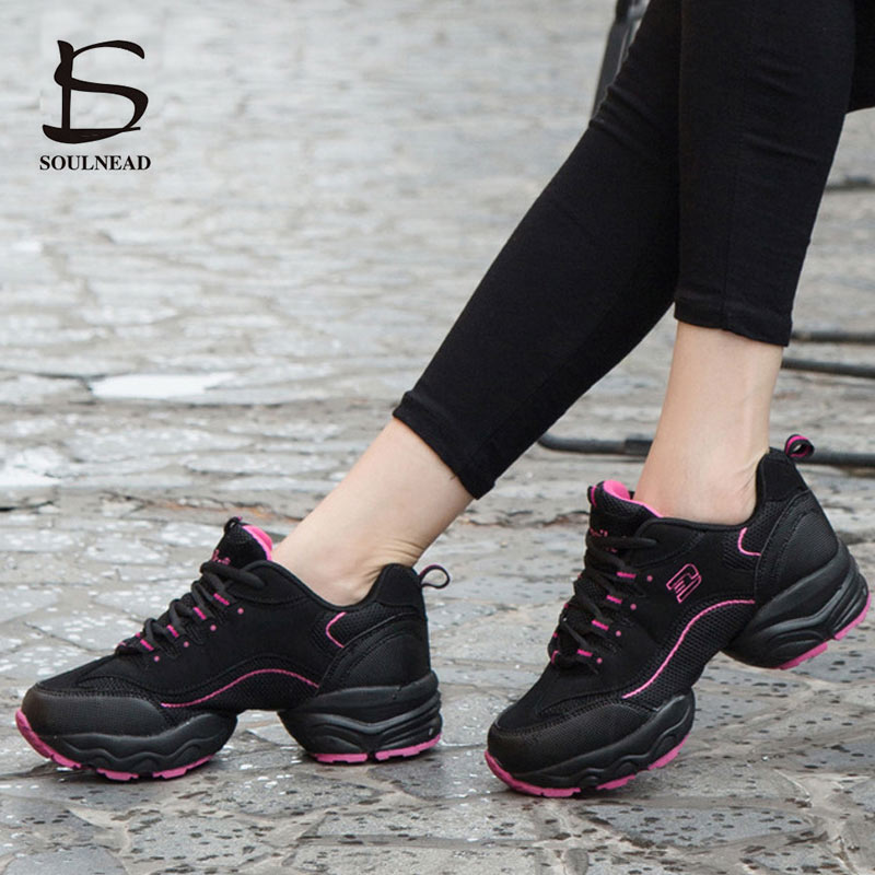 Stijl Vrouw Moderne Hip Hop Dance Sneakers Wit Zwart Zachte Zool Jazz Dansschoenen Dames Praktijk Dans Schoenen Maat 35-41