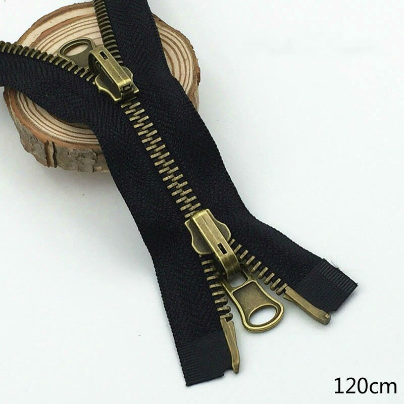 5#   sort tape messing bronzetænder messing metal lynlås 75 80 100 120cm 1 stk diy tøjjakke tilbehør til beklædningsgenstande