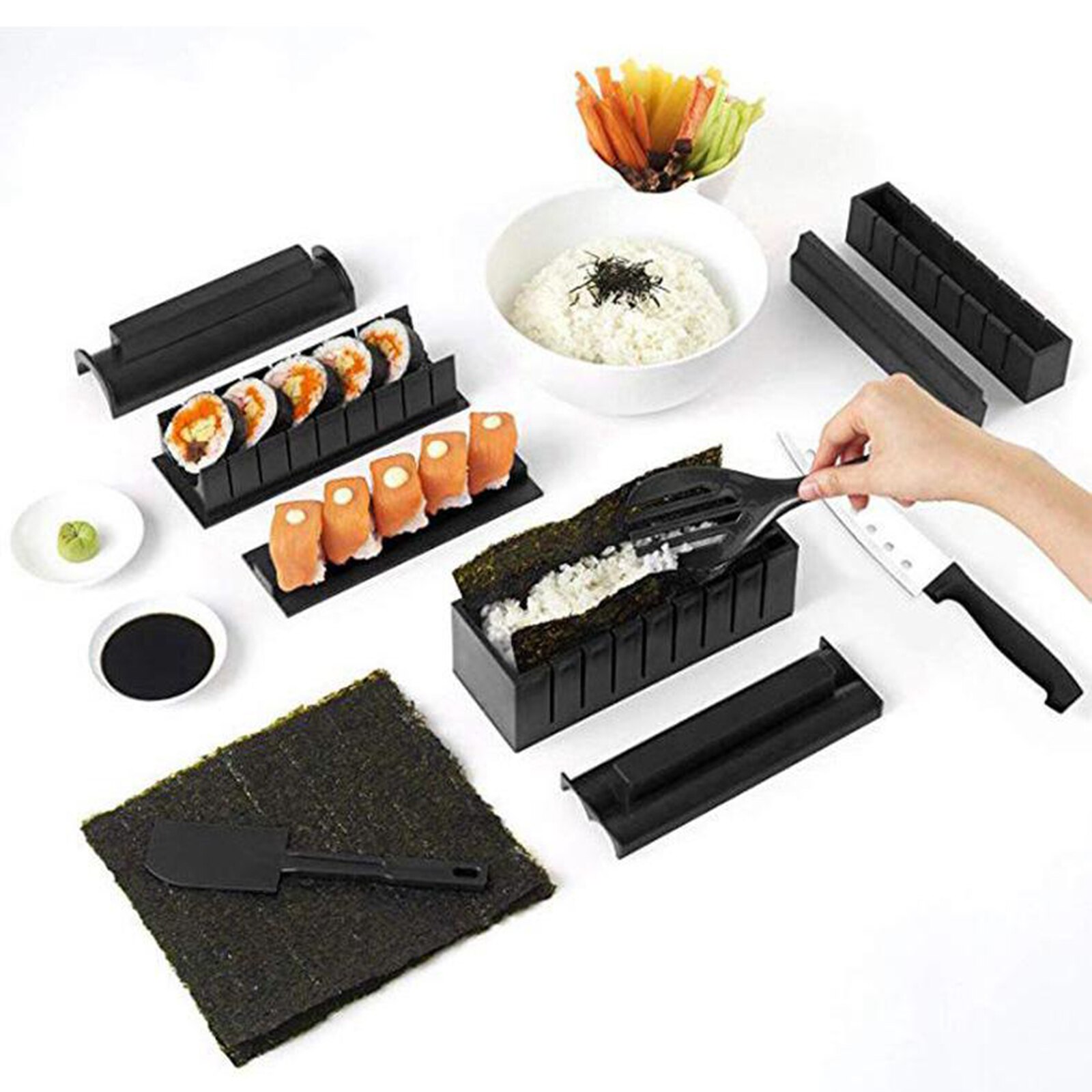 1Set Sushi Maker Tool DIY Sushi Making Kit Sushi Roller Machine Sushi Kit for Kids Sushi Lover: Black