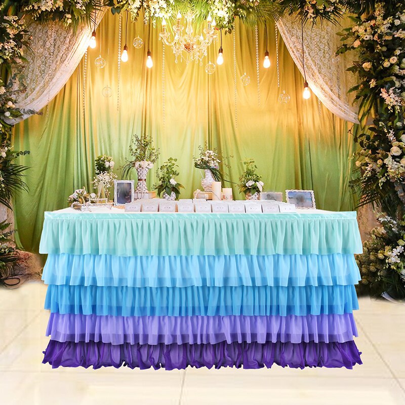 Rainbow Tablecloth Table Skirt 6 Colors Rectangular Table Birthday Party Christmas Decoration Easy To Install