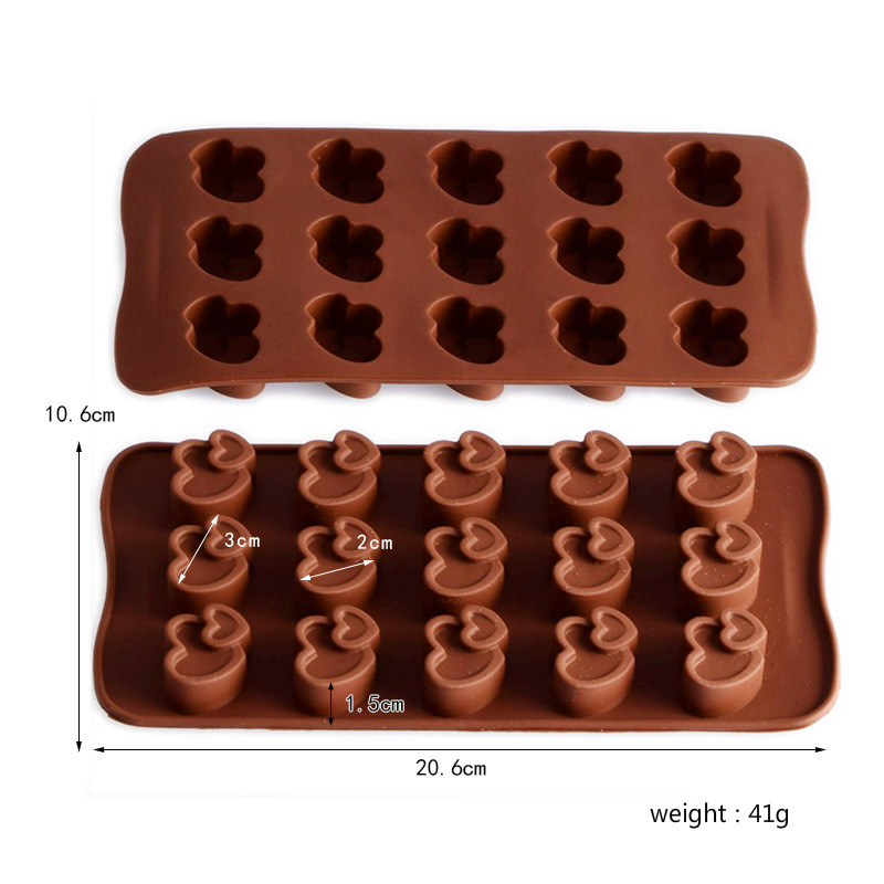 15 Cavity Diamond Heart Silicone Chocolate Mold DIY Cake Accessories Molds Kitchen Ice Cubes Biscuit Pastry Manual Baking Mould: black