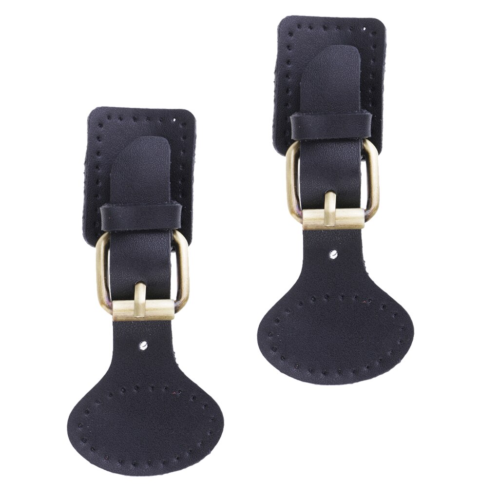 2 set läderspännen väska gör knäppning snäppsöm på lås svart 11 x 1.7cm