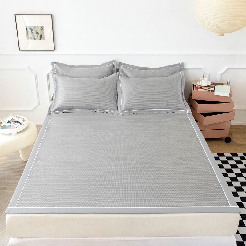 1800D Hoge Dichtheid Viscose Mat Effen Kleur Koel Bed Protector Pad Zomer Ademend Platte Laken Bed Mat Kits: Color 2 / 3pcs Set 150x200cm
