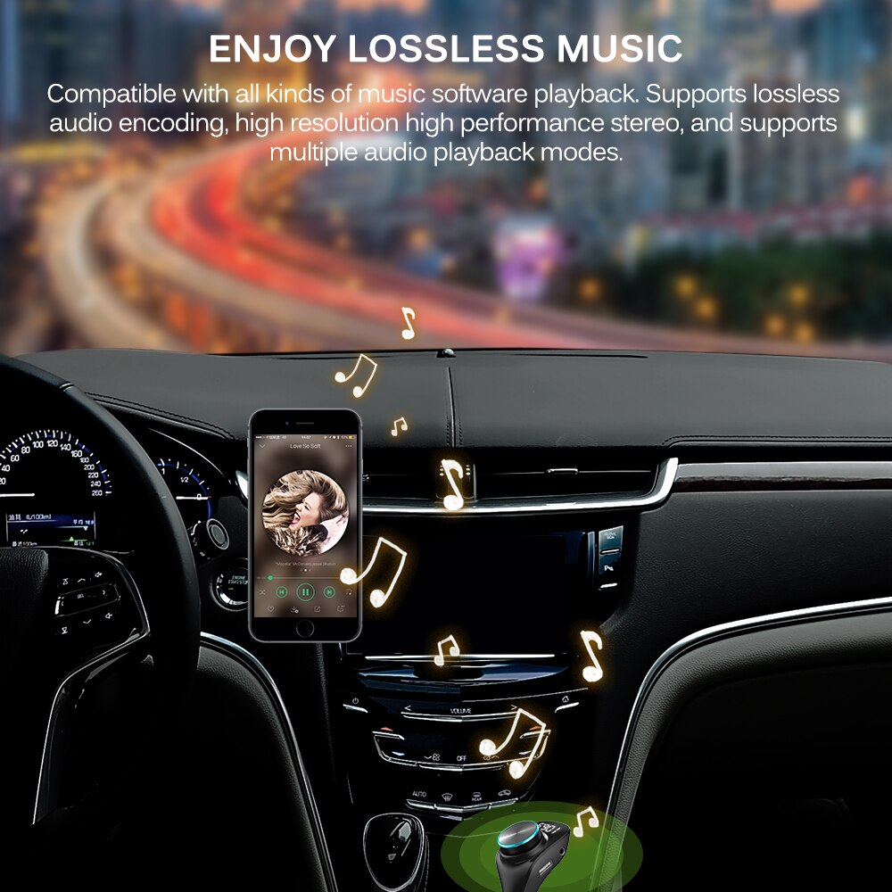 Kit de manos libres para coche, transmisor FM inalámbrico con Bluetooth, reproductor de MP3 LCD, Cargador USB 2.1A, manos libres para IPhone y Android