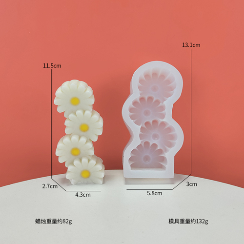 Molde de silicona con forma de corazón para fabricación de jabón, accesorio perfumado con forma de flor, Margarita, trébol de cuatro hojas, girasol, hecho a mano: RS1-1834