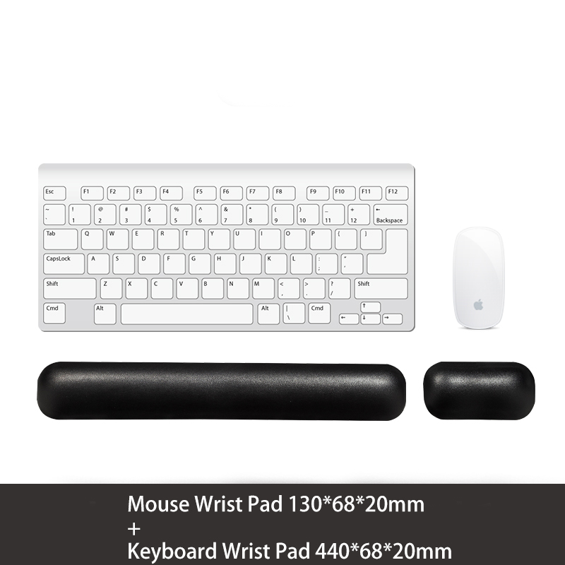 Memory Foam Toetsenbord Muis Polssteun Hand Ondersteuning Set Ergonomische Mousepad Kussen Mat Voor Office Laptop Computer Typen Gaming: Large set black