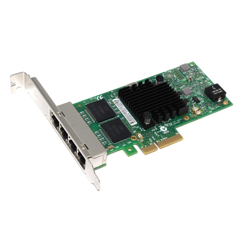 Gigabit Network Card I350 T4 E1G44HT for Intel 82580, PCI Express Network Adapter, 10/100/1000Mbps Quad RJ45 Ports, PCI-E 2.0 X4