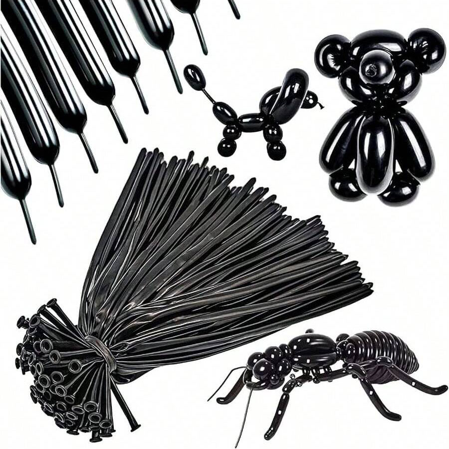 50 pezzi/100 pezzi palloncini per feste, palloncini lunghi, neri, animali con palloncini, palloncini torcere, modellazione di animali con ghirlanda di palloncini per feste