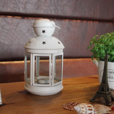 Oversized Metal Candle HolderOutdoor Windproof Candlestick for Wedding Home Lantern Decoration Candle Stand Marriage Candelabra: White