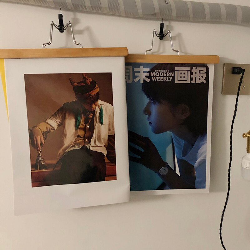 3/6Pcs Hanging Picture Clips Solid Wooden Clip Paper Picture Holder Wall Hanging Photo Frame Seamless Hanger Home Decoration