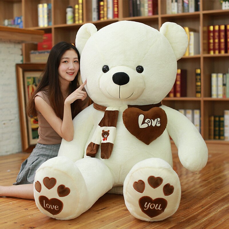 100-180Cm 4 Kleuren Teddybeer Huid Met Sjaal Opgevulde Dieren Beer Pluchen Speelgoed Teddybeer Pop Cover liefhebbers Verjaardag Baby Cadeau