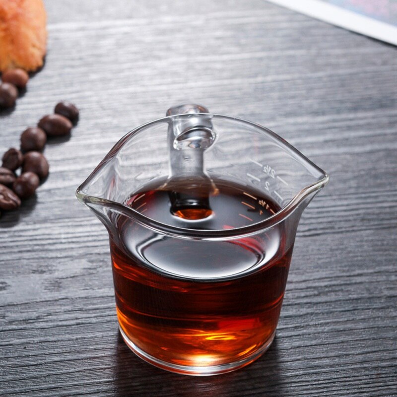 ZL-vaso de leche pequeño de 70ml, vaso medidor de vidrio resistente al calor, para Espresso, con onzas de doble boquilla, P1