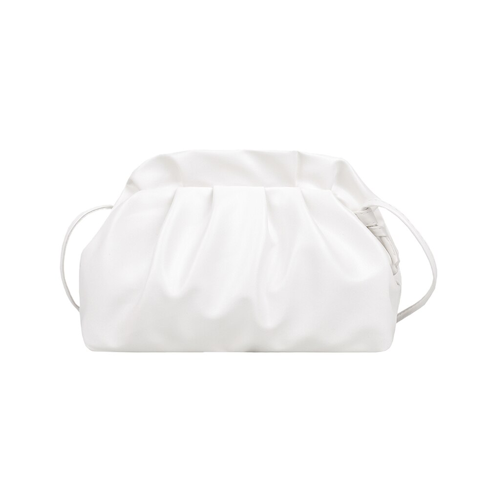 Stilvolle Knödel Clip Geldbörse Tasche Frauen Weichen PU Leder Wolke Unterarm Schulter Tasche Gefaltete Crossbody Beutel: WHITE