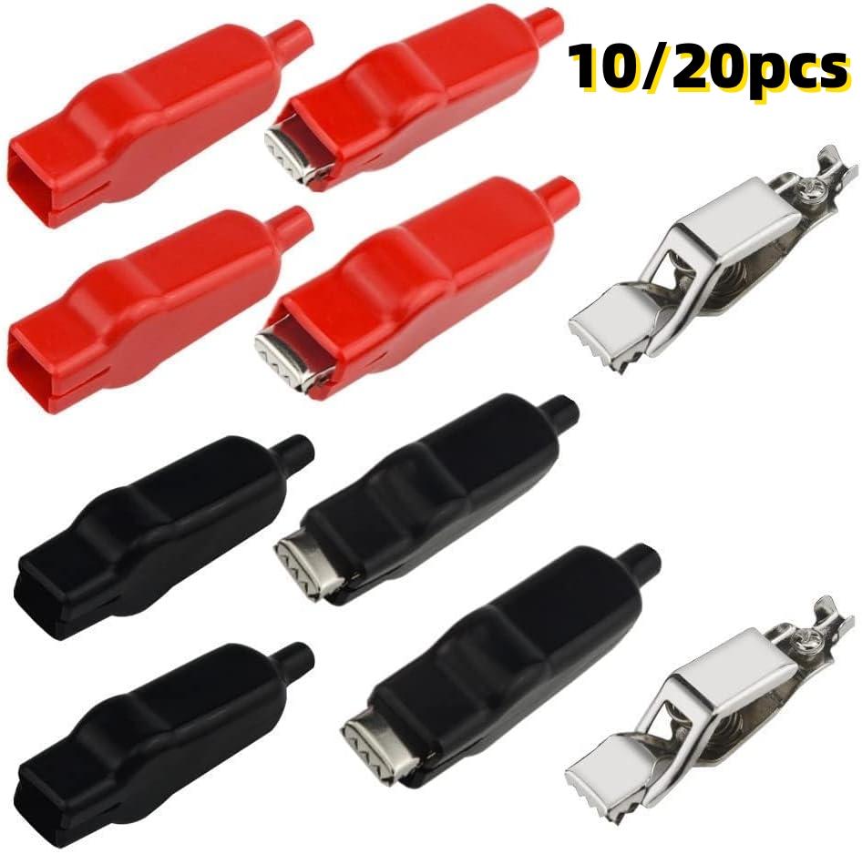 10/20pcs Alligator Clips 20A Insulated Spring Loaded Alligator Clamps Crocodile Clamps Clips Electric Test Clips