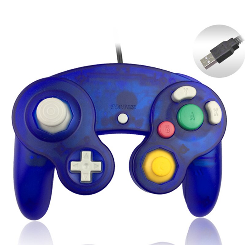 PC USB Bedrade Controller Joypad Joystick Voor Nintendo Gamepads Voor NGC GC Voor MAC Computer Gamepad Voor Gamecube: Clear blue