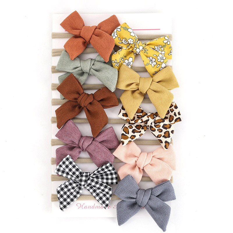 10 stücke Prinzessin Neugeborenen Mädchen Stirnband Blumen- Bowknot Elastische Baby Nylon Haar Zubehör einstellen Für freundlicher Fotografie Zubehör: einstellen 03