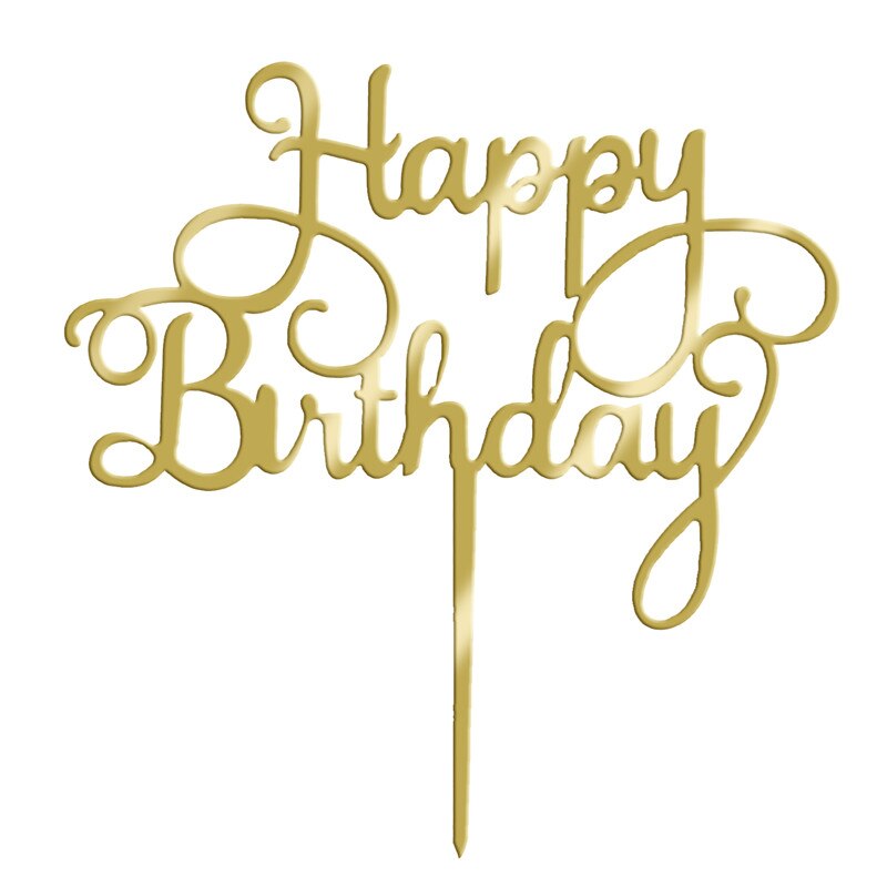 Adorno para pastel de feliz cumpleaños, banderas para decoración de pasteles de color dorado, plateado y negro, adorno para pasteles de: G- 1pcs