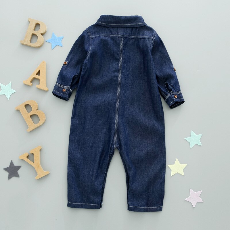 Kids Meisjes Jongens Denim Overalls Baby Dikke Lange Mouwen Single-Breasted Zijzakken Casual Denim Jumpsuit Kinderen Kleding 1-6T