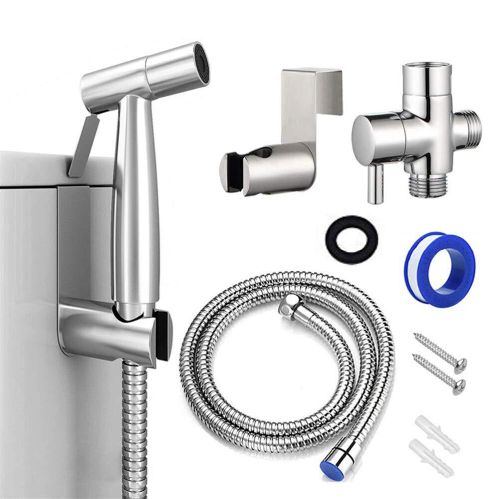 1 conjunto de aço inoxidável toalete bidé torneira conjunto handheld chuveiro do banheiro pulverizador higiênico chuveiro spray para banheiro bidé