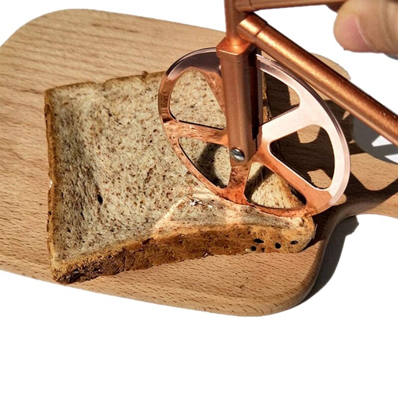 Pizza Cutter,Bicycle Pizza Cutter,Pizza Slicer Dual Wheel,Sharp Blades Slicer for Pizza Lovers - Stainless Steel,Gold