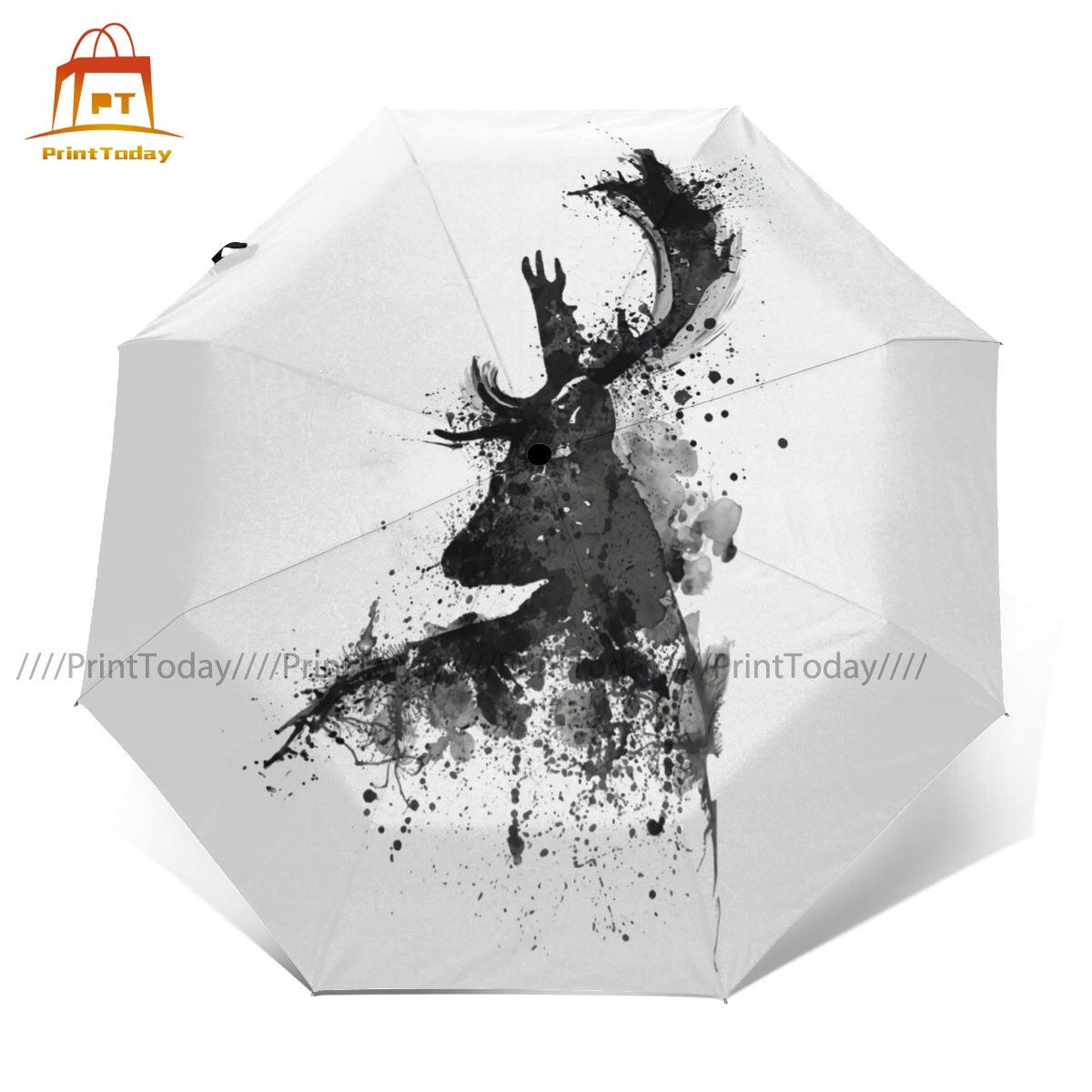 Deer Head Umbrella Auto Wind Proof Umbrella Beautiful Print Beach Compact Umbrella: Outer Print