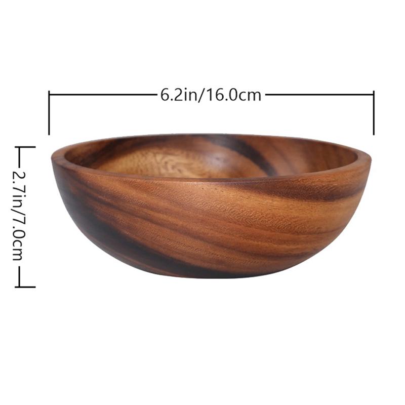 Practical Wooden Cutlery Household Basin Fruit Bowl Salad Bowl (16X7CM): White