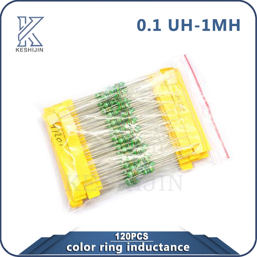 120 STÜCKE 0307 farbe Ring induktivität 0,1 UH-1MH Farbe Code induktivität 1/4W 12 arten /10 stücke