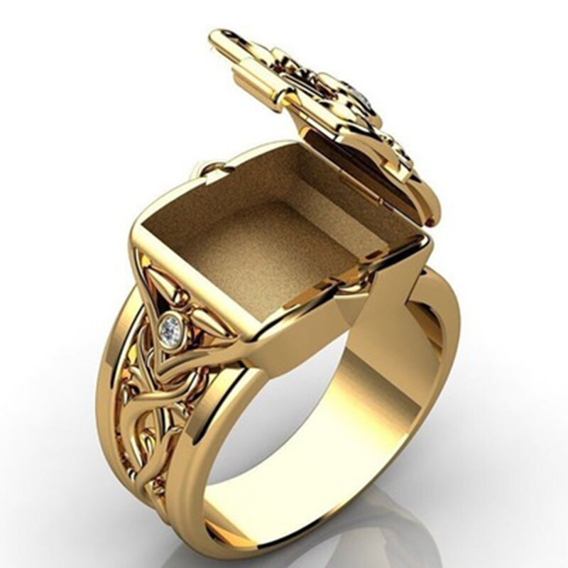 Anello a conchiglia in scatola di personalità della moda anello di bara da uomo e da donna retrò di lusso unico anello da regalo in lega di moda Accessori