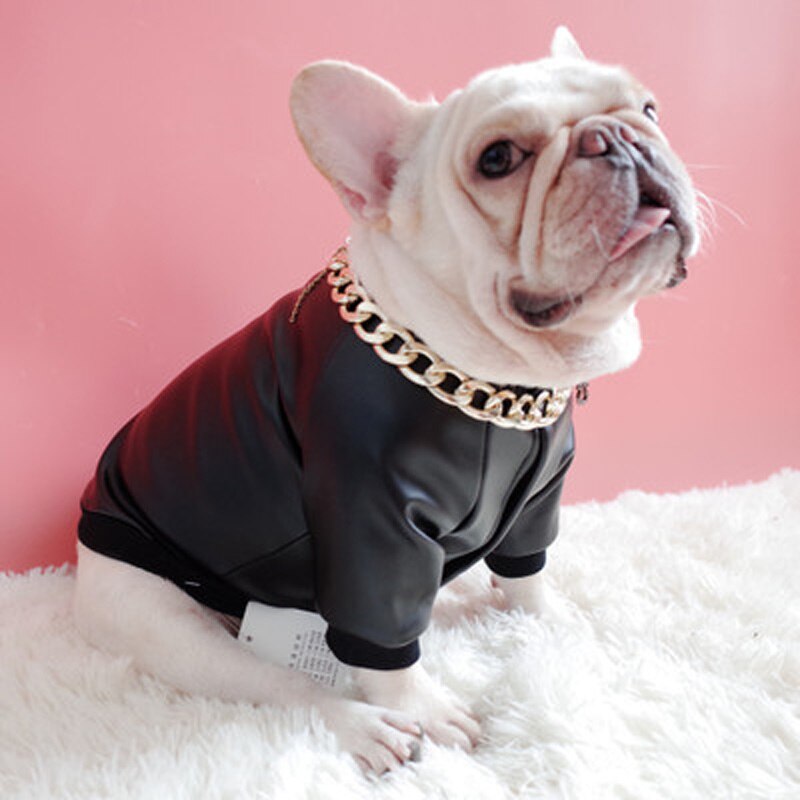SUPREPET-ropa moderna para perro, chaqueta de cuero PU para perro Bulldog francés, ropa para cachorro, chaqueta de motocicleta para perro, abrigo para perro