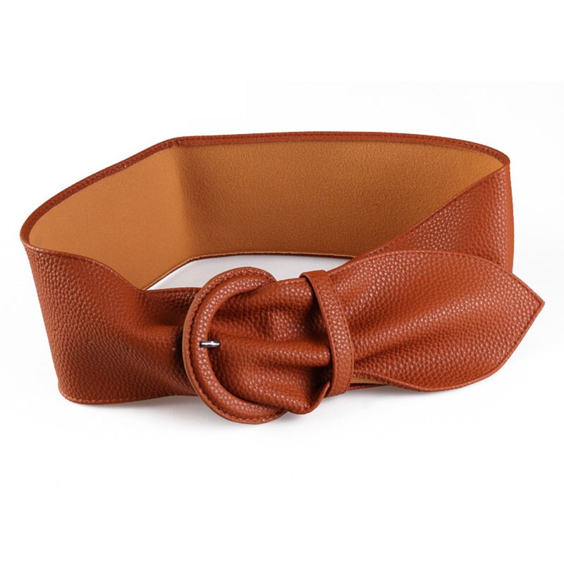 1pc brett bälte pu läder korsett bälte klänningar kappa midjebälte enfärgad nål spänne dekorativ gördel matchande cummerbund: Kamel