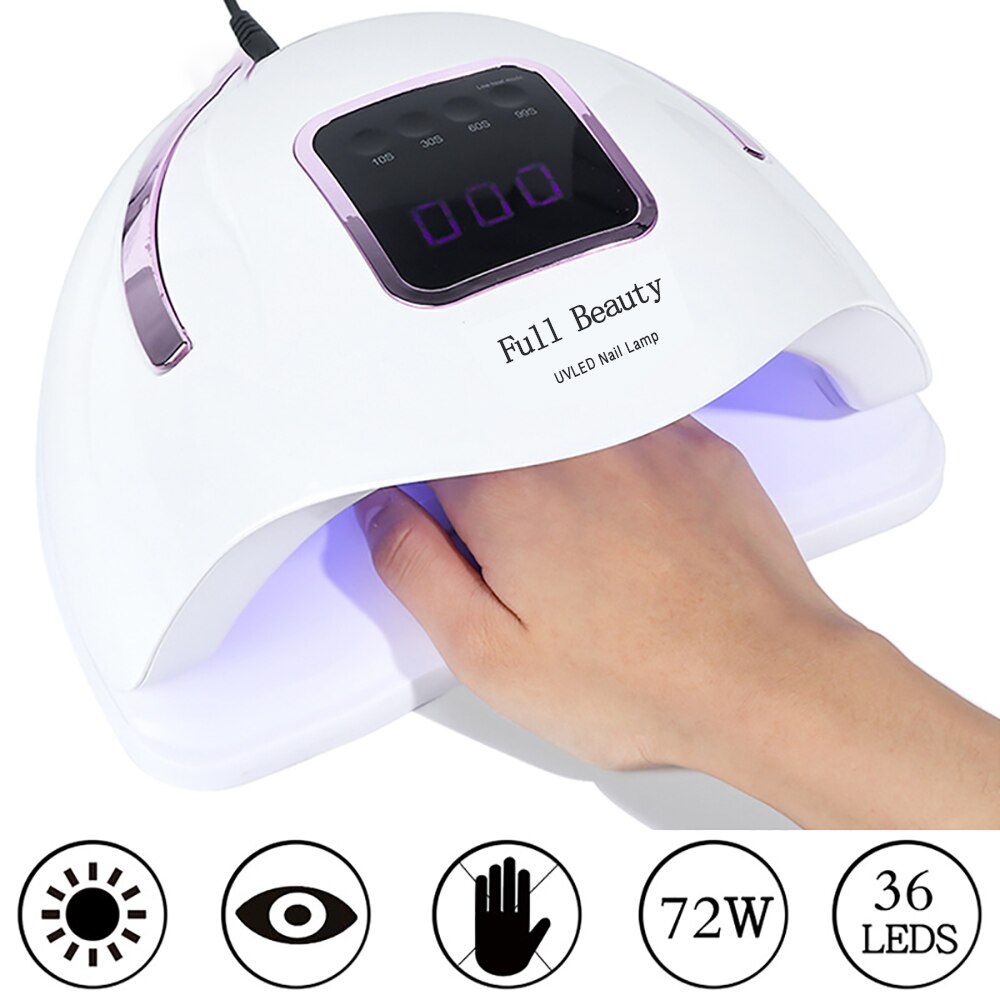 72W Nail Dry Uv Led Lamp Lcd Led Manicure Lamp Uv Licht Voor Gel Nagels Droger Voor Nail polish Alles Voor Manicure Set