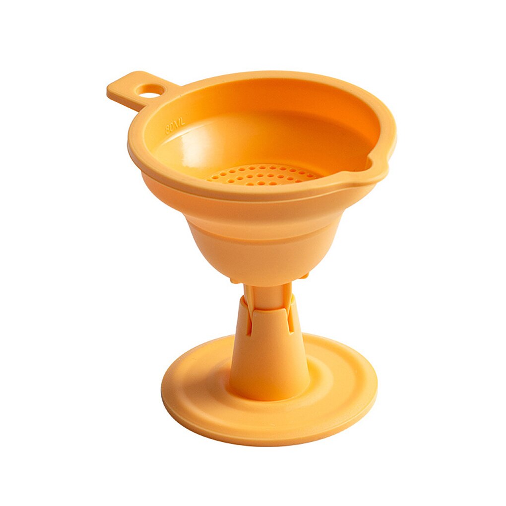 1Pcs Mini Opvouwbare Trechter Silicone Inklapbare Trechter Opvouwbare Draagbare Trechters Worden Opgehangen Huishoudelijke Vloeibare Doseren Keuken Gereedschap: Yellow